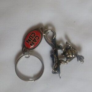 Cancun Mexico Ninja Turtle on Skate Board Keychain Bag Charm Silver Accent Rare